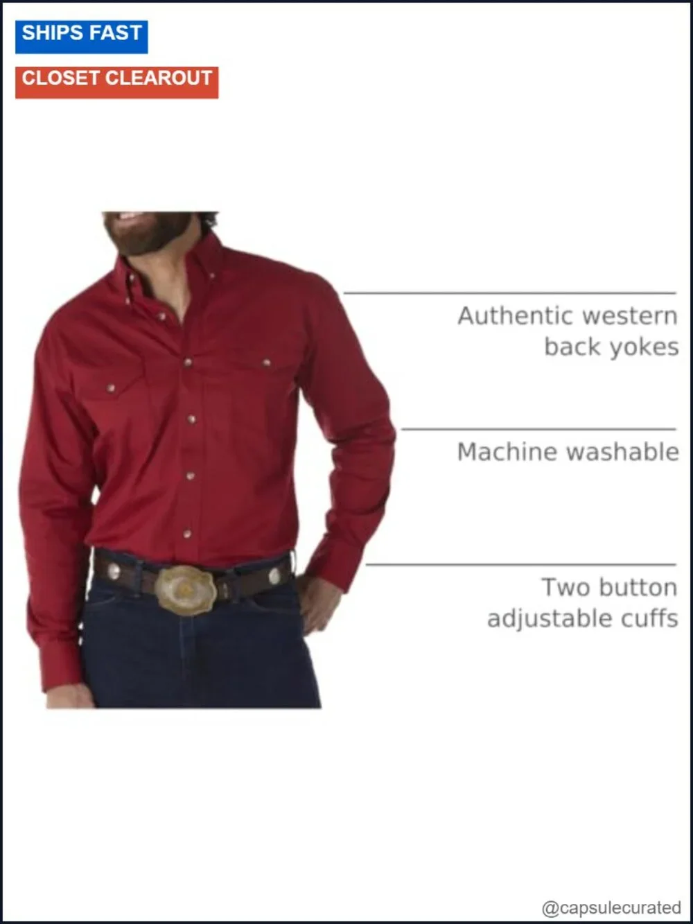 Wrangler Men's Painted Desert Two Pocket Long Sleeve Button Shirt - 100% Cotton